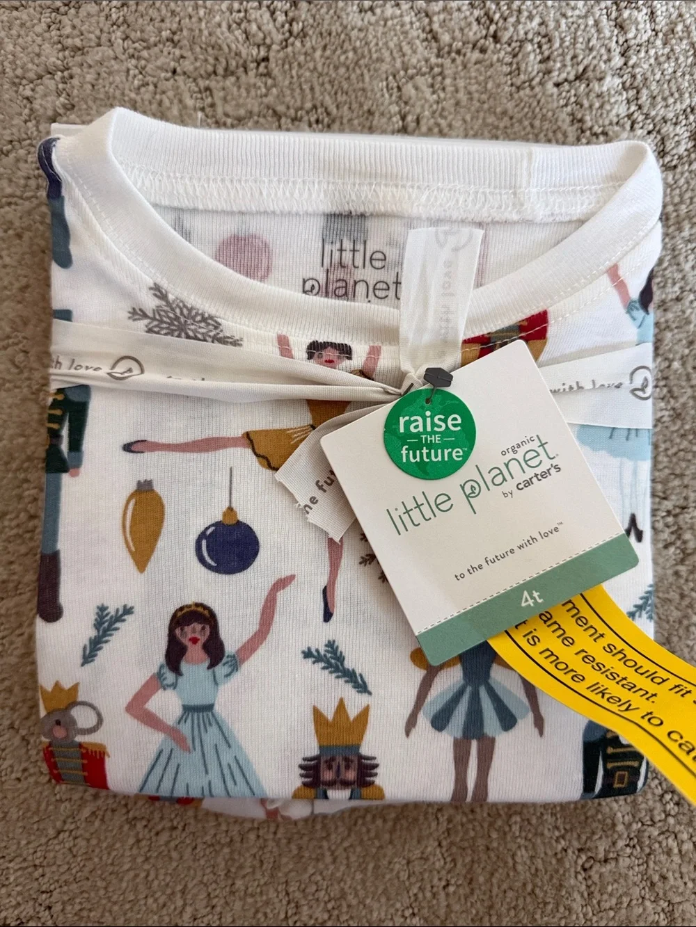 Carters Little Planet Nutracker Girls Holiday Print Kids Pajama Set, 4T